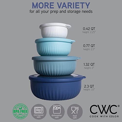 Prep Bowls with Lids (Blue / 8 Piece Set - Wide Bowls)