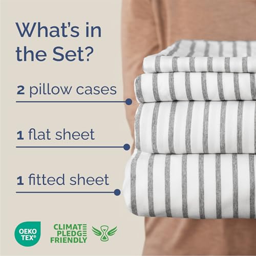 Queen Size 4 Piece Sheet Set (45 - Grey Stripes 2 / Queen)