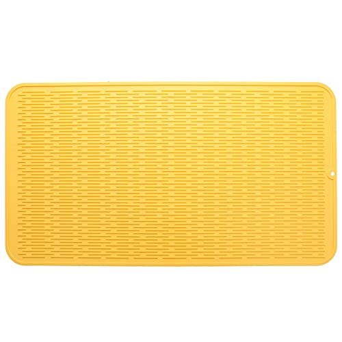 Silicone Dish Drying Mat for Multiple Usage (Yellow / 32"L x 18"W)