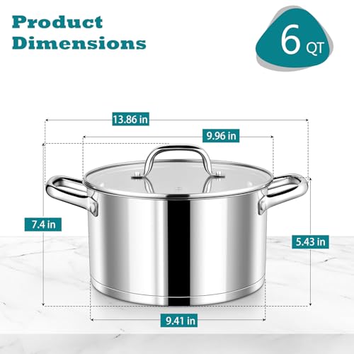 6 Quarts Stock Pot with Lid (6 Quarts)