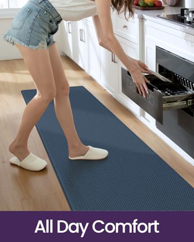 Kitchen Floor Mats Cushioned Anti Fatigue (Dark Blue / 59"l X 17"w X 0.4"th + 29"l X 17"w X 0.4"th)
