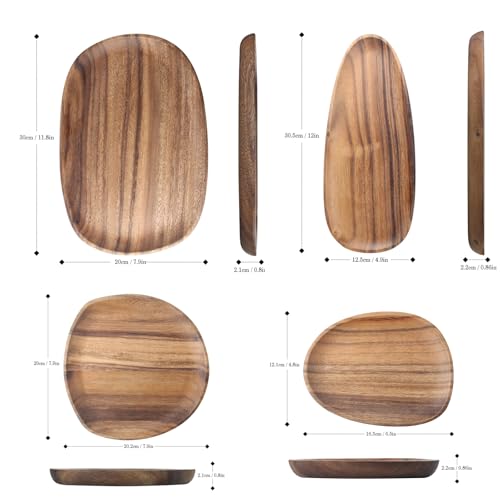 Acacia Wooden Serving Platters Set of 4