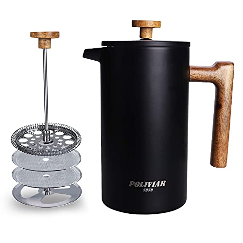 POLIVIAR French Press Coffee Maker (Black)