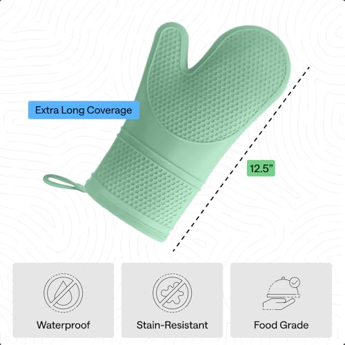 Silicone Oven Mitts (Mint / 12.5" Oven Mitts)