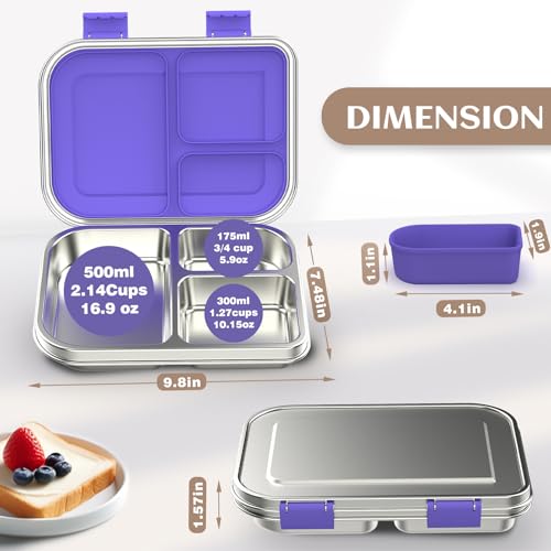 Stainless Steel Bento Box Kids (Purple)