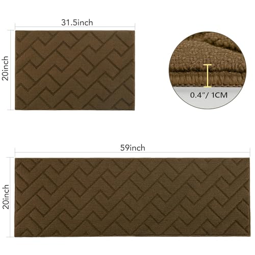 Kitchen Runner Rug (Dark Brown / 20"x59"+20"x32")