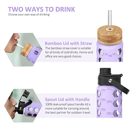 24oz Glass Water Bottle (Purple / 24 Ounces)