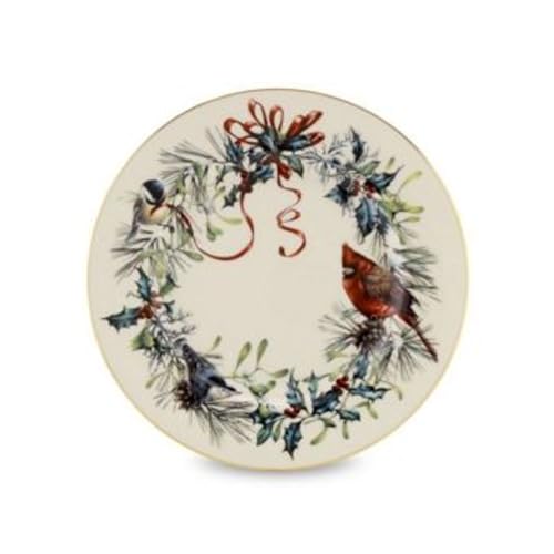 Winter Greetings Porcelain Christmas Salad Plate Set for 6 (Salad Plates, Set of 6)