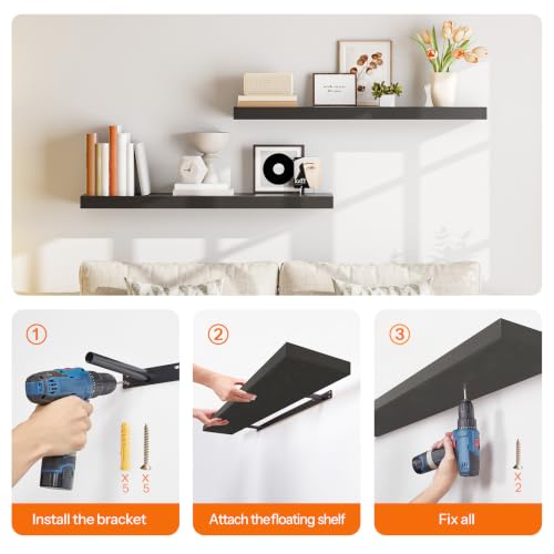 Floating Shelves for Wall (Black / 39.4 Inches)