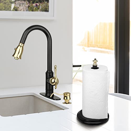 Paper Towel Holder Stand for Kitchen Countertop & Dining Room Table (Gold / Classical)