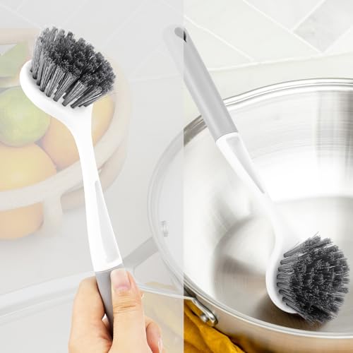 2 Pack Kitchen Scrub Brushes for Cleaning Dish Brush with Handle for Pans (Pp Plastic)