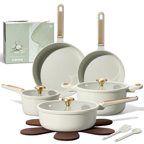 Ceramic Cookware Set Nonstick (Light Green / 14 Piece)