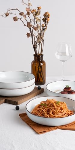 Mercury Pasta Bowls Set of 4 (White / 4 pcs)