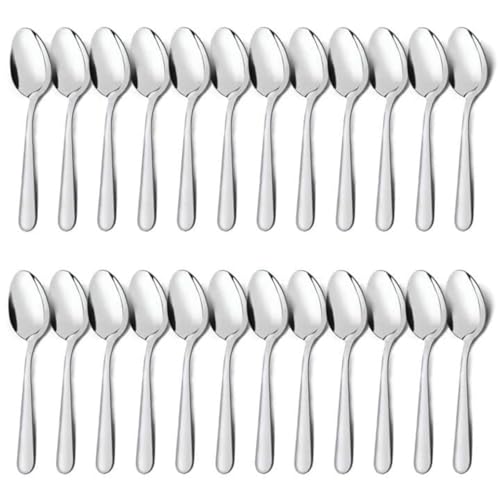24 Pieces Dinner Spoons Set Silverware (6.7 inch silver dinner spoons 24 pieces)