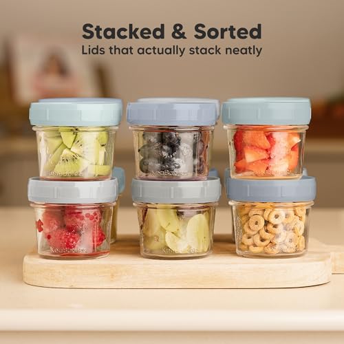 6pk 4oz Glass Baby Food Containers with Lids (6-pk 4 Ounce / Slate)