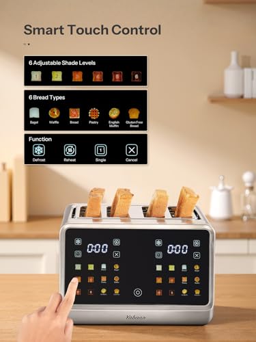4 Slice Toaster Smart Touch Control with Extra Wide Slots