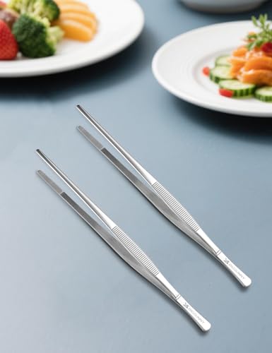 2 Pcs 8.5 Inch Kitchen Tweezers Fine Tweezer Tongs (8.5" Tweezers - 2 Piece Set)