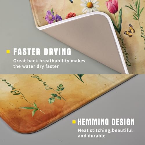 Inspirational Words Dish Drying Mat (Vintage Floral 0317 / 18" x 16")