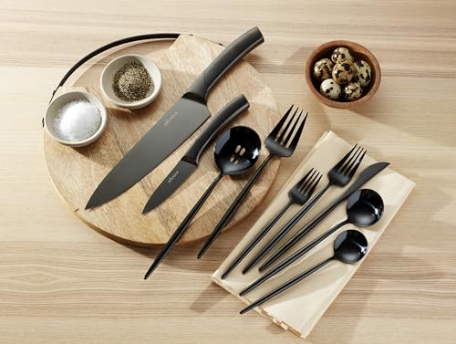 894757 Skandia Zephyr Black 45 Piece Flatware Set (45-Piece Flatware Set, Black)