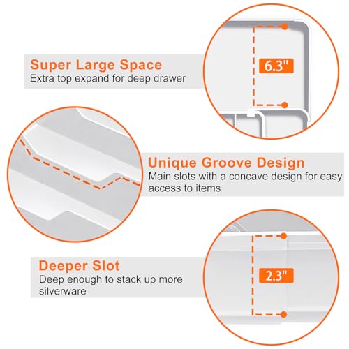 Adjustable Silverware Drawer Organizer (White / M(9.5-15.2"W x 12.6-19"D))