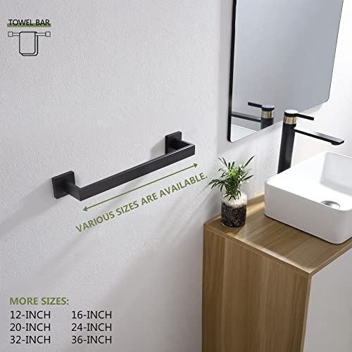 16 Inch Single Towel Bar (Matte Black / 16-Inch (2 Pack))