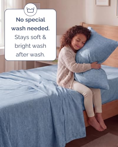 Twin Size 3 Piece Sheet Set (39 - Heathered Blue / Twin)