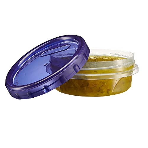 6 Pack Twist Cap Food Storage Containers with Blue Screw on Lid (8 OUNCE)