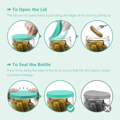 Glass Pickle Container with Strainer (Green)
