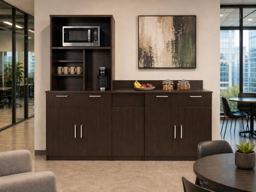 Upper Hutch Cabinet with 2 (90" W – 2 Doors + Trash + Hutch)