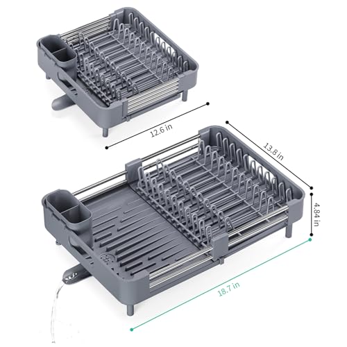 Expandable Dish Drying Rack for Kitchen Counter (Gray / Standard)
