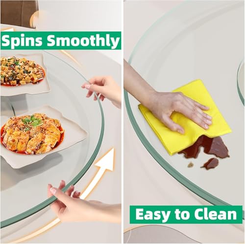 34.6 inch Lazy Susan for Table Top Tempered Glass Rotating Serving Tray for Dining Table (34.6in (88cm))