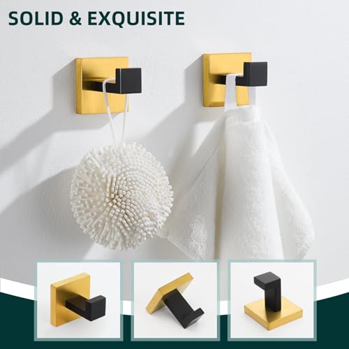 Bathroom Towel Hook (2 Pack / Black & Gold)
