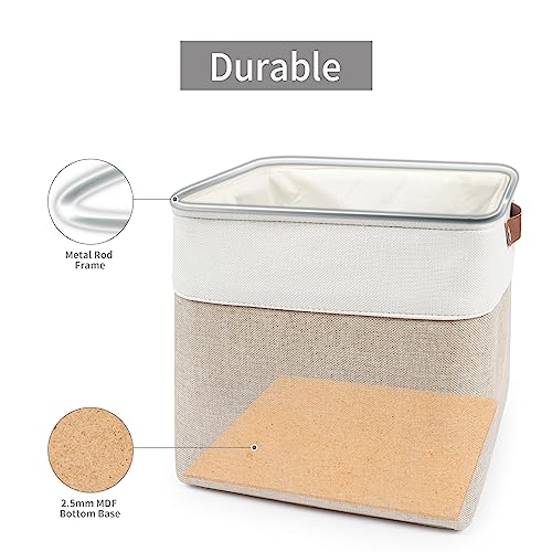 13x13 Cube Storage Bins (Beige / Off-White / Cube - 13"x13"x13")