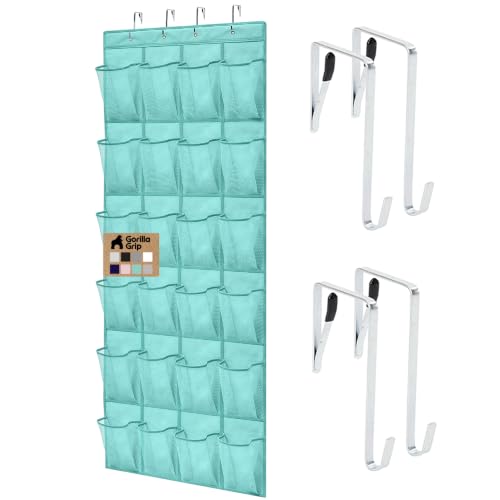 Over the Door Shoe Organizer (Turquoise / 24 Pockets/4 Hooks)