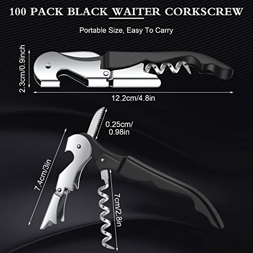 Waiter Corkscrew Wine Openers Heavy Duty Hinges Wine Key Bottle Opener All in One Double Hinged Waiter's Corkscrew with Foil Cutter Wine Tools for Bartenders Servers Sommelier (100 Count)