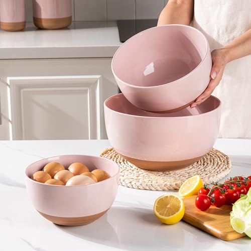 Ceramic Mixing Bowls (3PCS / Cloud Pink)