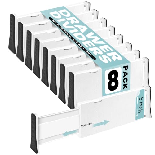 White Expandable Drawer Dividers (5" Tall, 13"-22" Long)