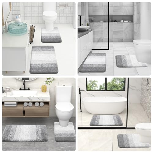 Luxury Toilet Rugs U (24" X 20" Contour Rug / Light Grey)