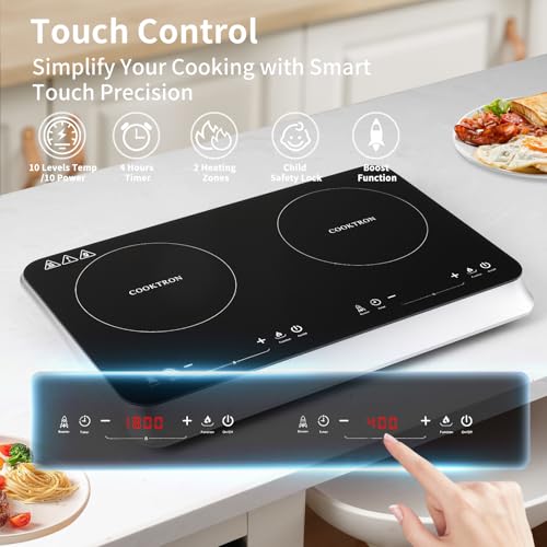 Portable Induction Cooktop 2 Burner (Double Induction Cooktop with Touch Control)