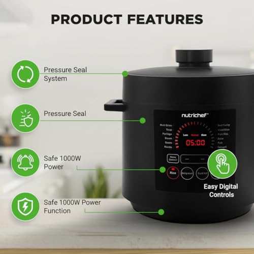 Electric Pressure Cooker 6 Quart Capacity (Black)