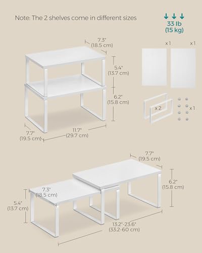 Cabinet Organizer Shelf (Cloud White + Snow White / 2*S (5.4"H) + 2*S (6.2"H))
