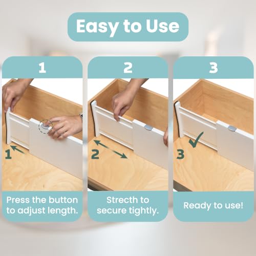 White Expandable Drawer Dividers (5" Tall, 13"-22" Long)
