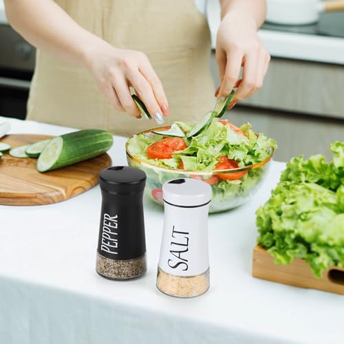 Salt and Pepper Shakers with Adjustable Pour Hole (Black+White)