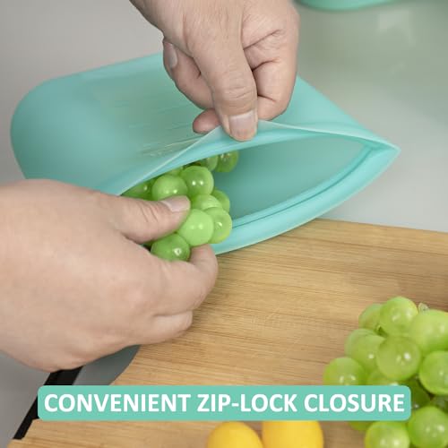 Reusable Freezer Bags Quart Size (Aqua | Small | 4 Pack)