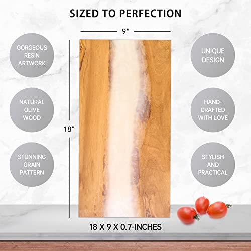 Italian Olive Wood luxury Cheese board with Resin (White)