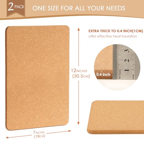 Rectangle Cork Trivets for Hot Dishes (09-12 Inch 2pcs Rectangular)