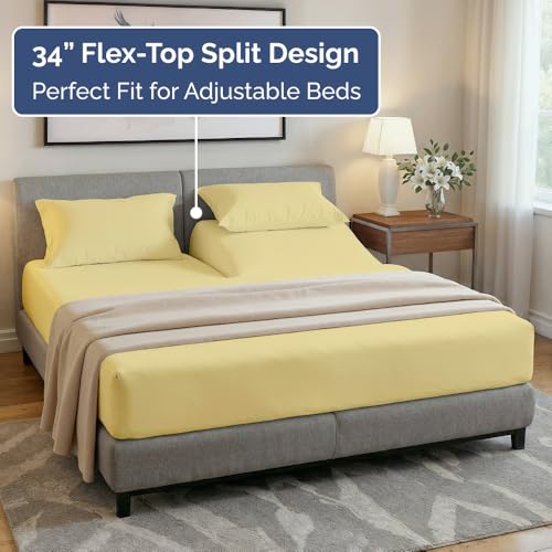 Flex Top Split Head King 4 Piece Sheet Set (29 - Yellow / Split Head/Flex Top)