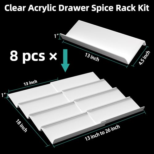 White Spice Drawer Organizer (White / 8 Pack)
