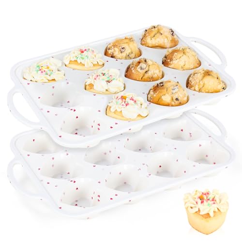 Silicone Heart Shaped Muffin Pan with Metal Reinforced Frame