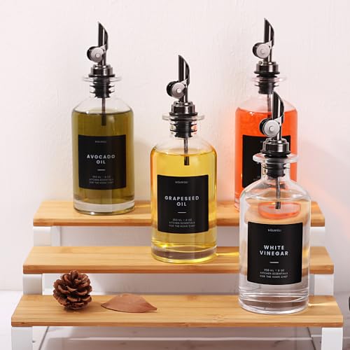 Olive Oil Dispenser Bottle for Kitchen With Weighted Pourer (350ml, Set of 4 Bottles / Black)
